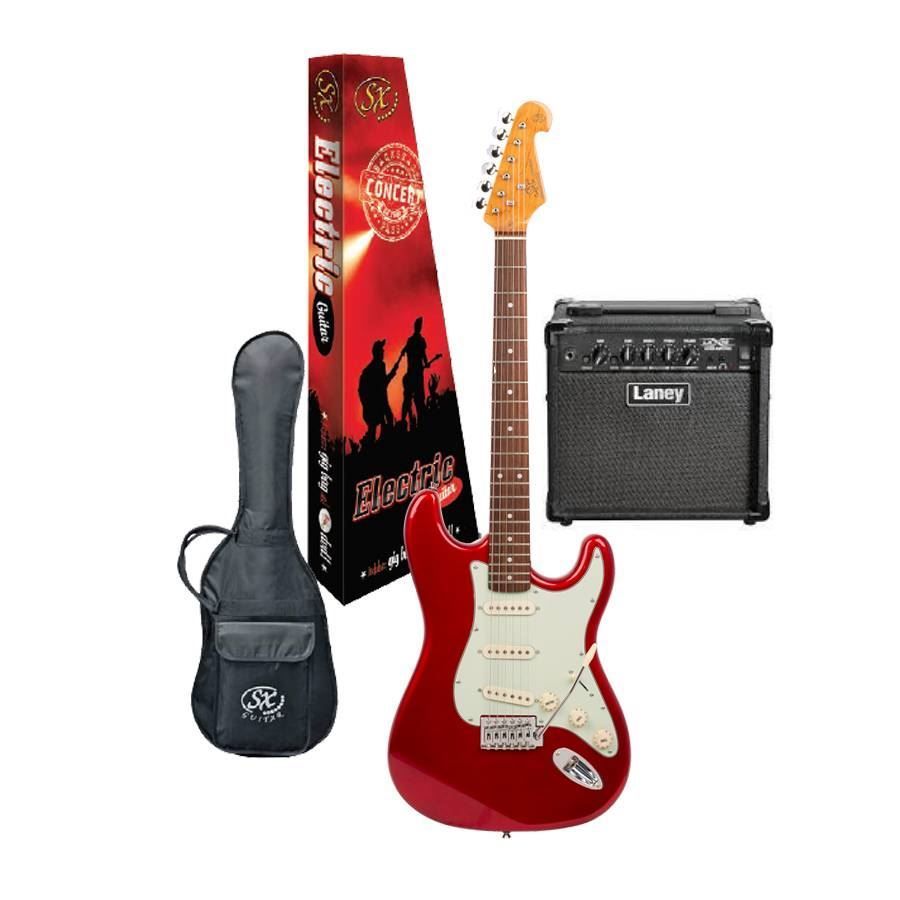 SX Essex & Laney Electric Guitar Pack in Candy Apple Red (VES62CAR Electric Guitar & Laney Amp)