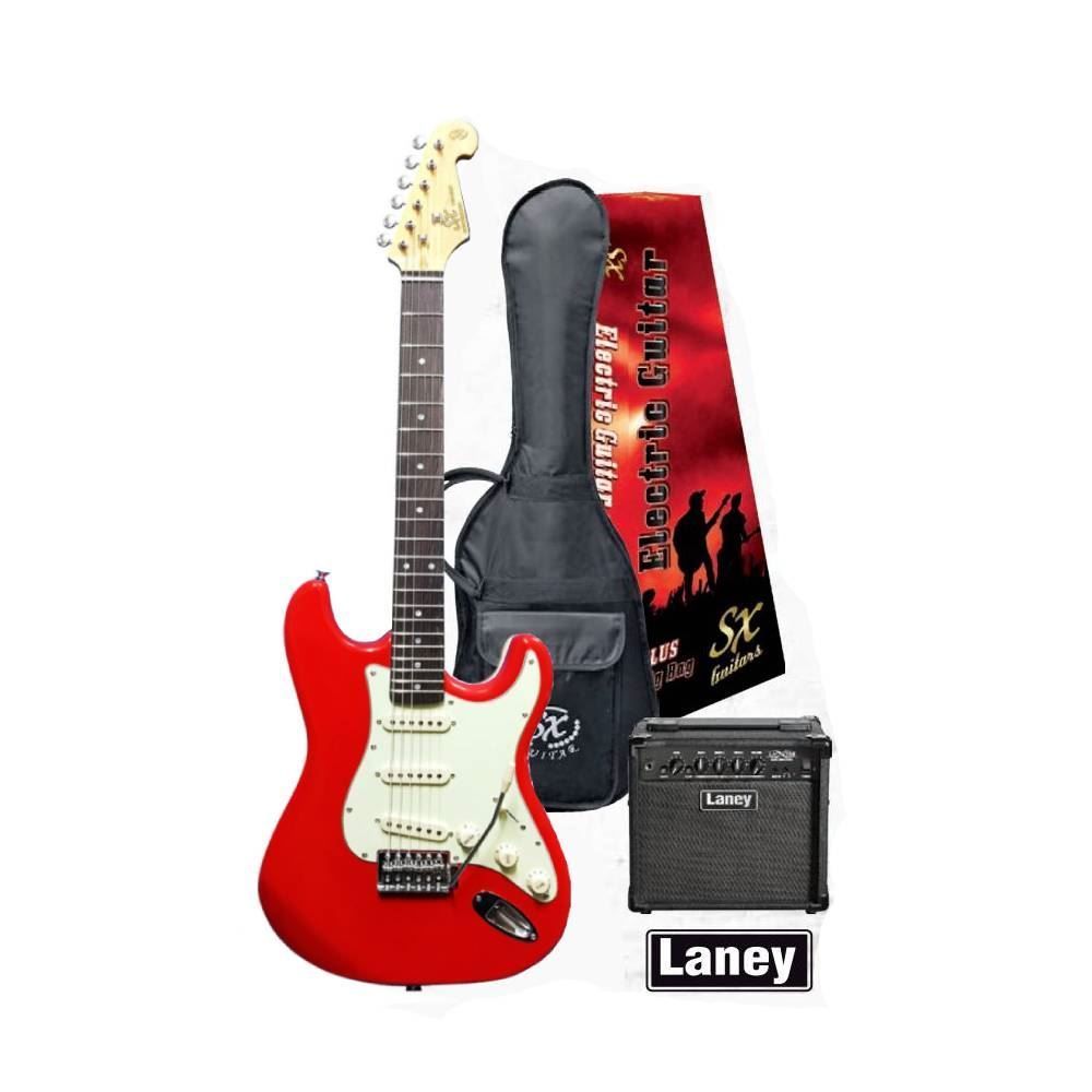 SX Essex & Laney Electric Guitar Pack in Fiesta Red (VES62FR Electric Guitar & Laney Amp)