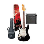 SX Essex & Laney Left-Handed Electric Guitar Pack in Black (VES62LHB Electric Guitar & Laney Amp)