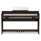 Casio APS200BN 88-key digital piano in brown with wood grain finish and full-sized keys, ideal for beginners and musicians.
