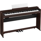 Casio APS200BN 88-key digital piano in brown with keyboard and control panel for musical practice and performance.