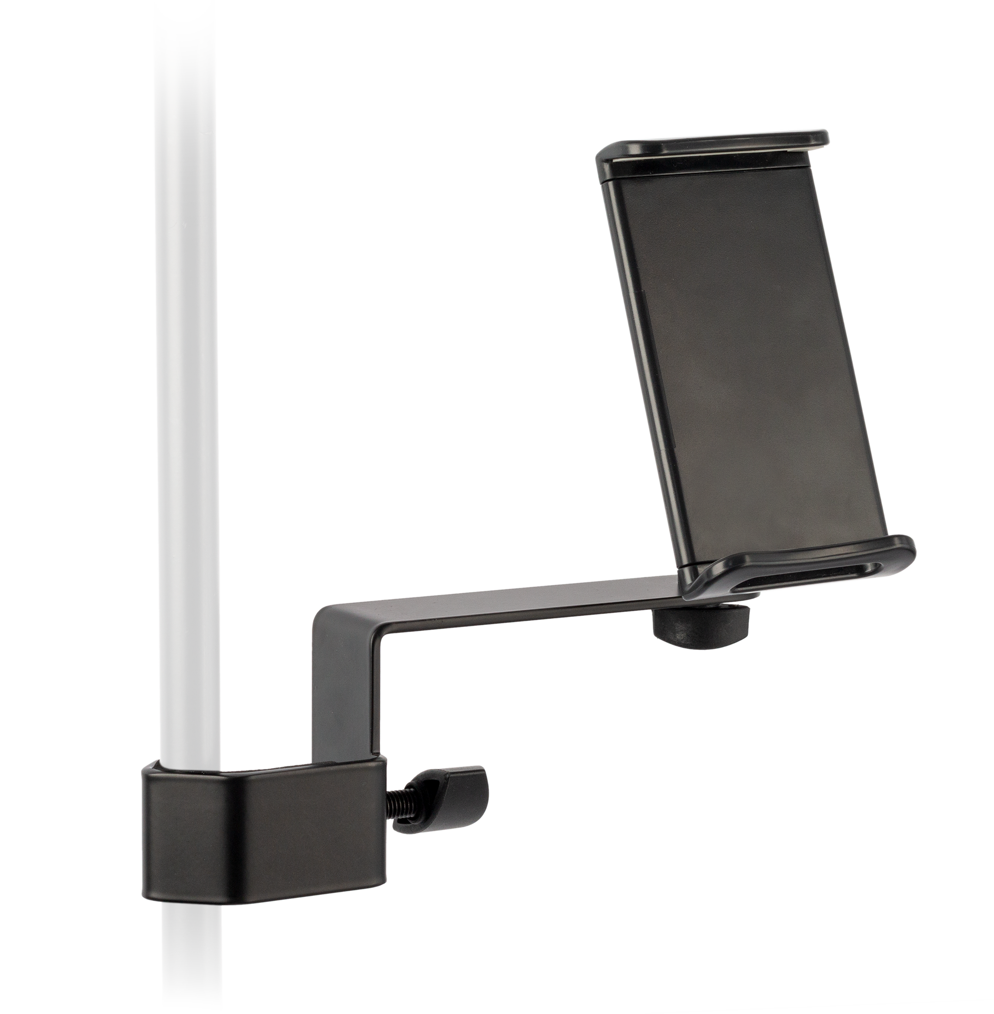 Xtreme AP32 universal smartphone and tablet holder attached to a surface, showcasing adjustable grip for devices.