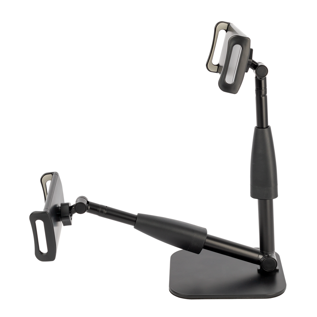 Xtreme AP33 Pro-Mount smartphone and tablet desktop stand with adjustable arms and sturdy base in black.