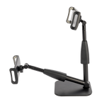 Xtreme AP33 Pro-Mount smartphone and tablet desktop stand with adjustable arms and sturdy base in black.