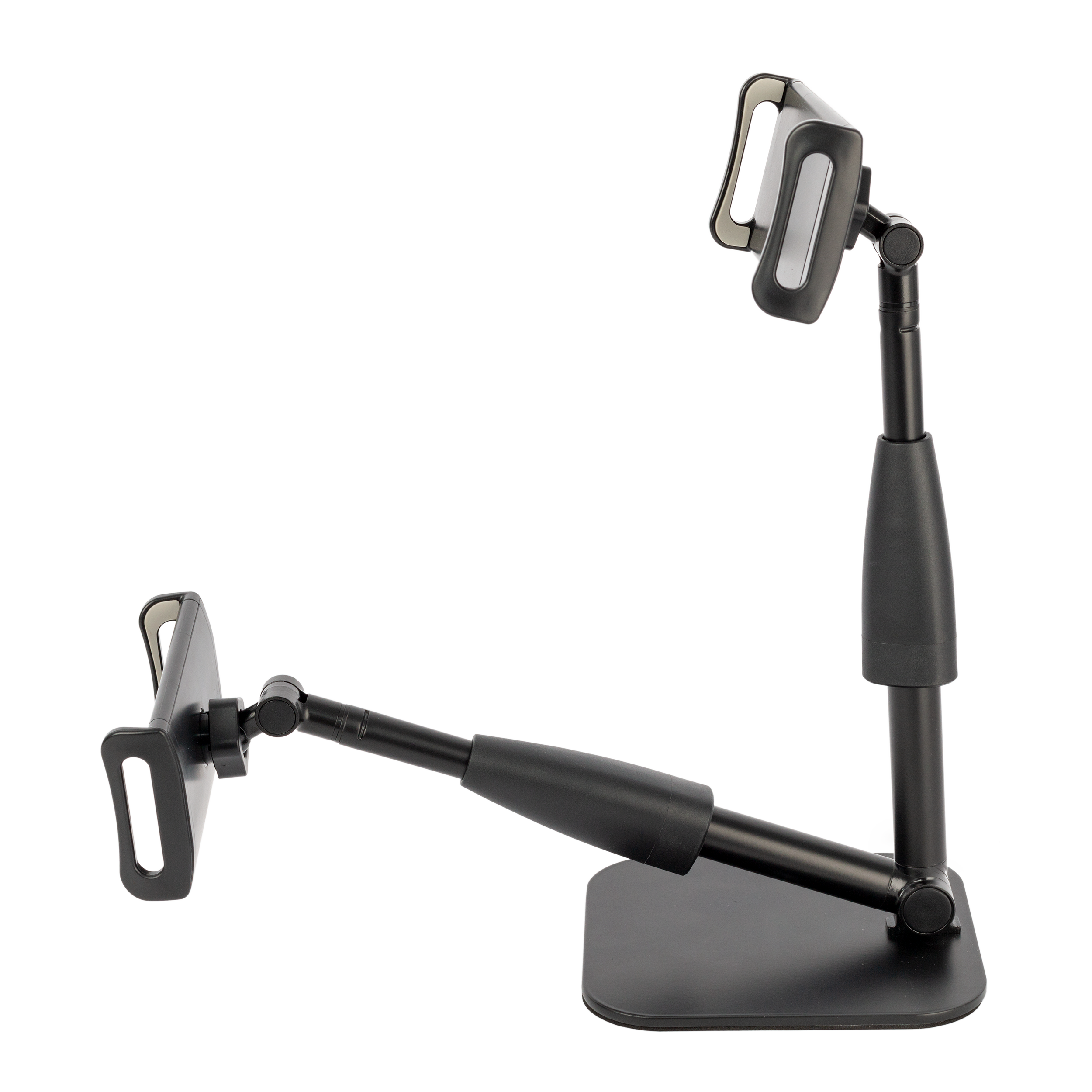 Xtreme AP33 Pro-Mount smartphone and tablet desktop stand with adjustable arms and sturdy base in black.