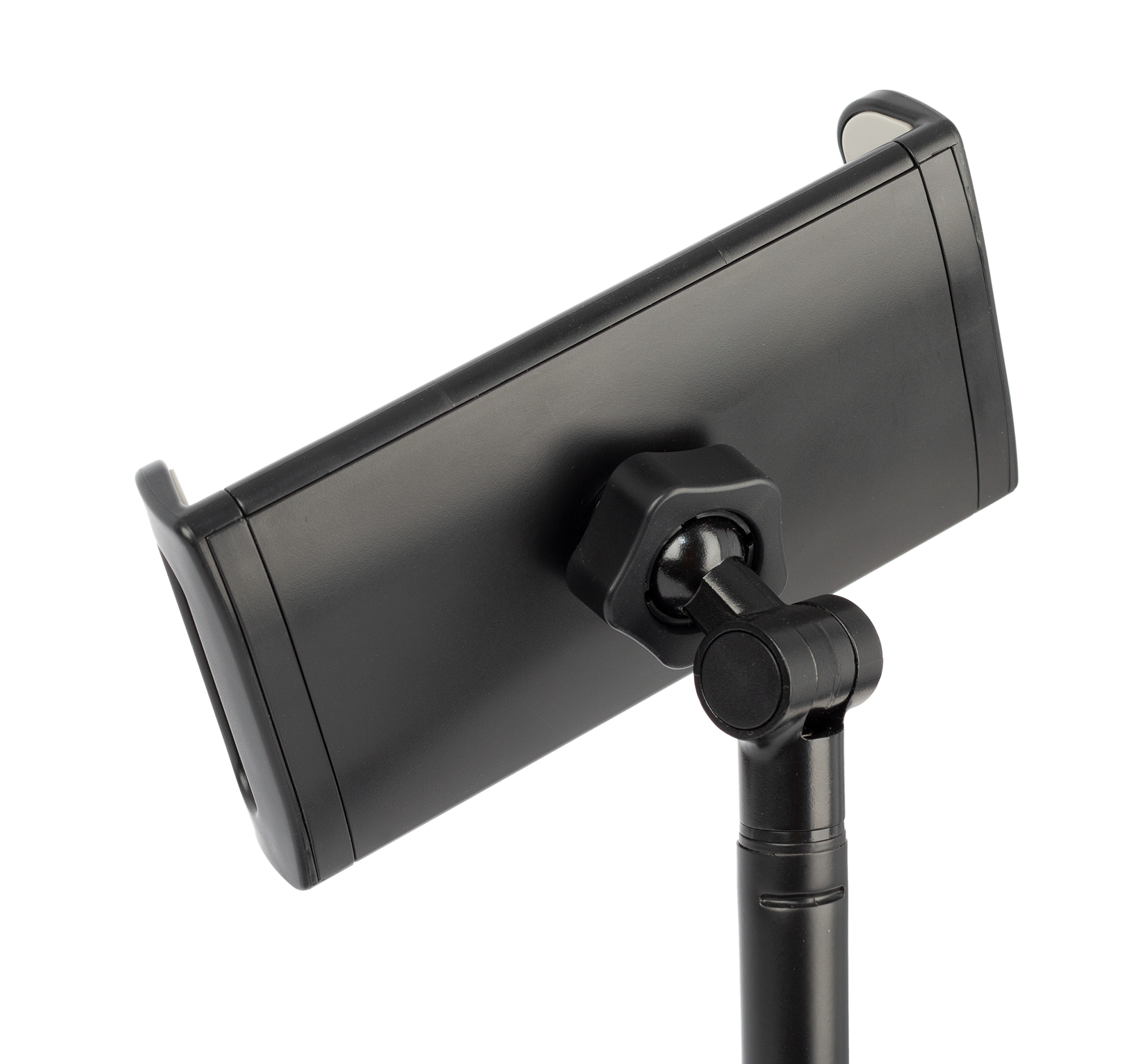 Xtreme AP33 Pro-Mount smartphone and tablet desktop stand showing adjustable mount and sleek black design.