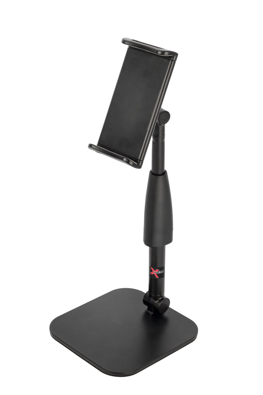 Xtreme AP33 Pro-Mount smartphone and tablet desktop stand showing adjustable arm and stable base for secure device support.