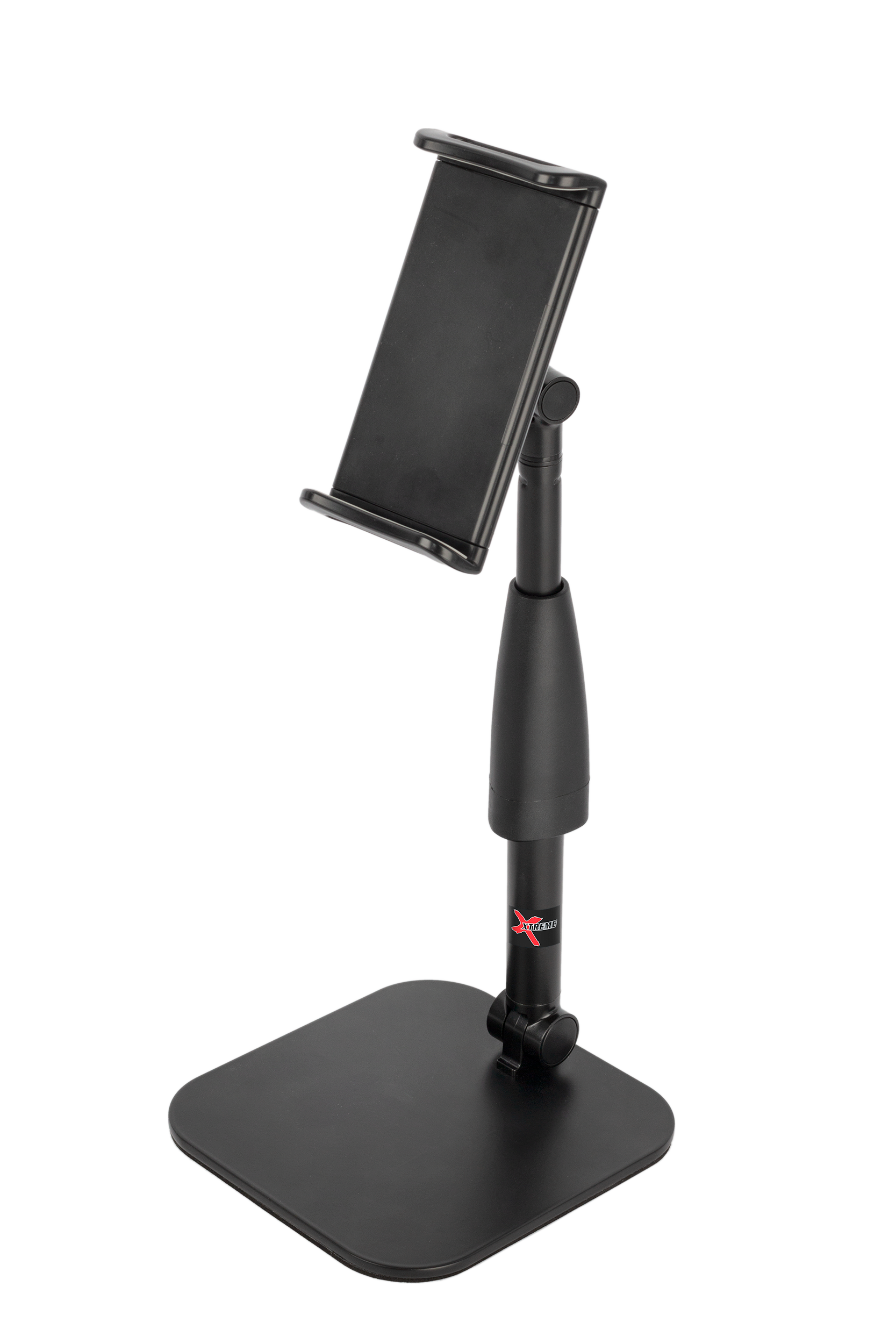 Xtreme AP33 Pro-Mount smartphone and tablet desktop stand showing adjustable arm and stable base for secure device support.