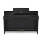 Casio Celviano AP-550 digital piano in black with sleek design and full-size keys, ideal for home music practice and performance.