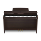 Casio Celviano AP-550 digital piano in brown with sleek design and full-size keys, ideal for home or studio use.