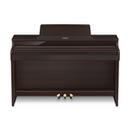 Casio Celviano AP-550 digital piano in brown with full keyboard and control panel, showcasing its sleek design and keys.