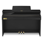 Casio Celviano AP-750 digital piano in black with full keyboard and sleek design, ideal for home music practice and performance.