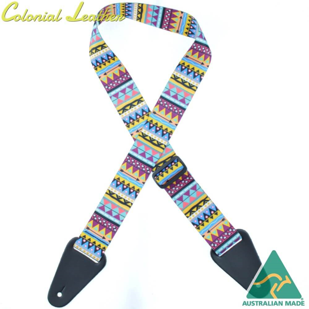 Colonial Leather 50mm Printed Webbing Guitar Strap - Apache
