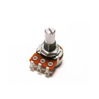 Allparts USA 50k linear taper roller potentiometer for guitar, showing the metal shaft and black plastic body.