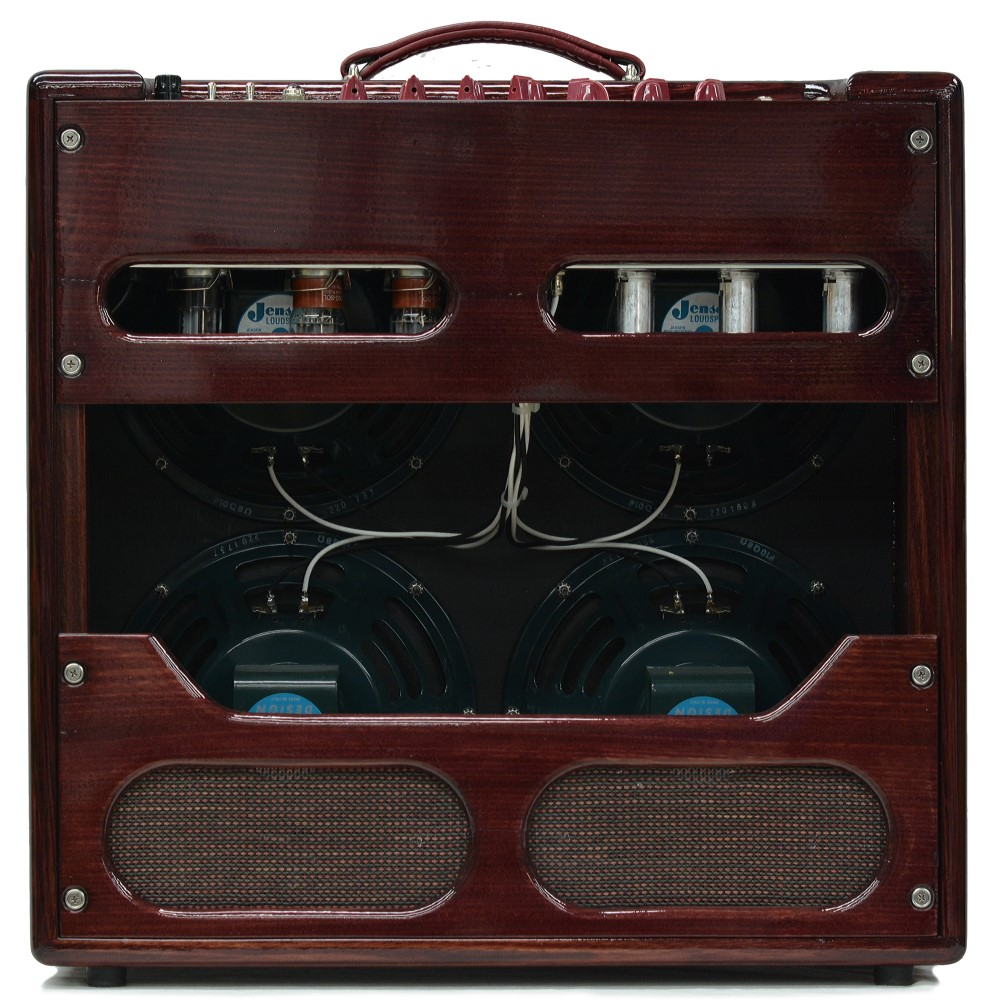 Achillies Apollo B45 4x10 45W Tube Guitar Combo Amplifier with Jensen P10Qs - Victorian Oak Rossana Red