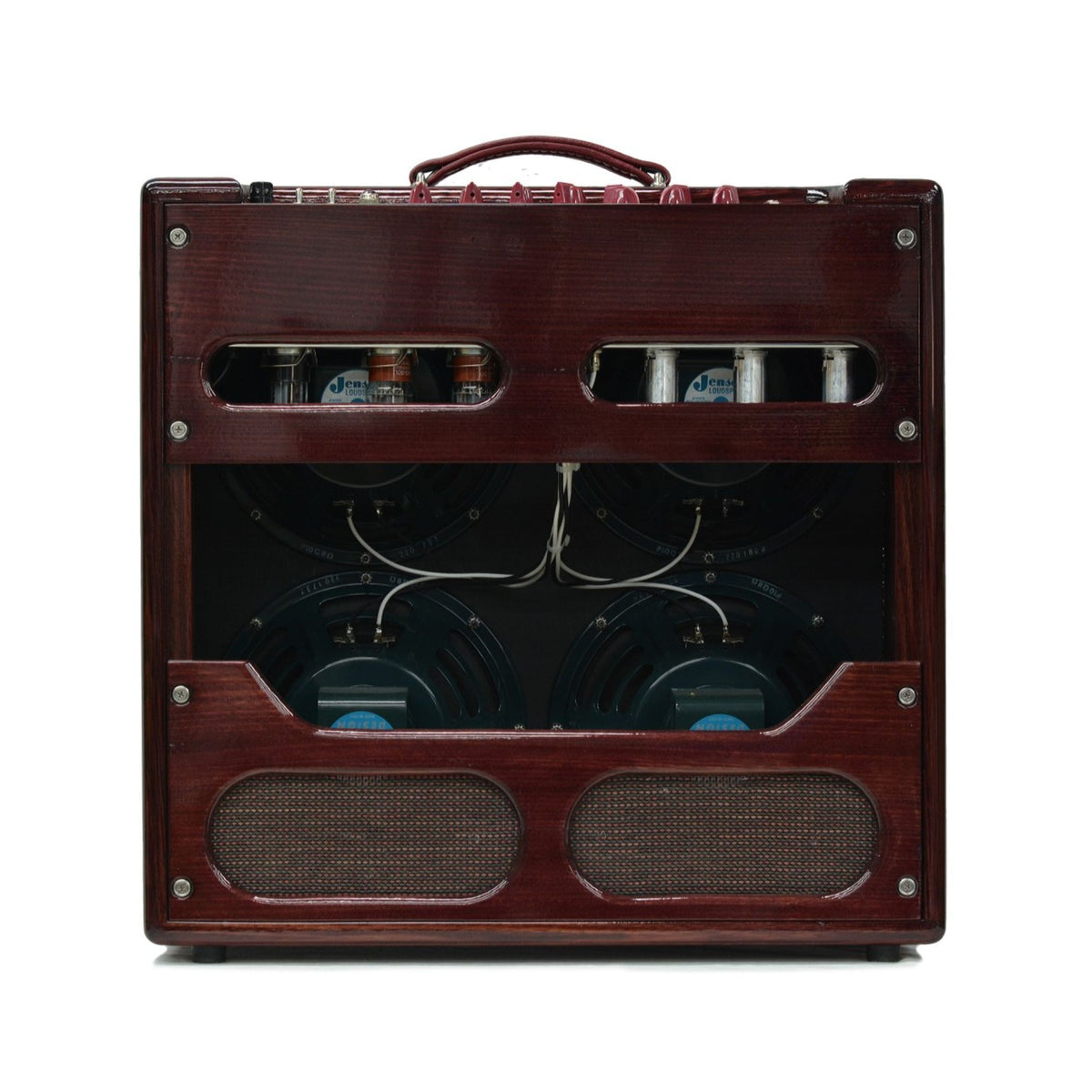 Achillies Apollo B45 4x10 45W Tube Guitar Combo Amplifier with Jensen P10Qs - Victorian Oak Rossana Red