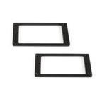 Black Allparts USA flat non-slanted humbucker ring set for electric guitar, showing close-up of the matte black finish and mounting holes.
