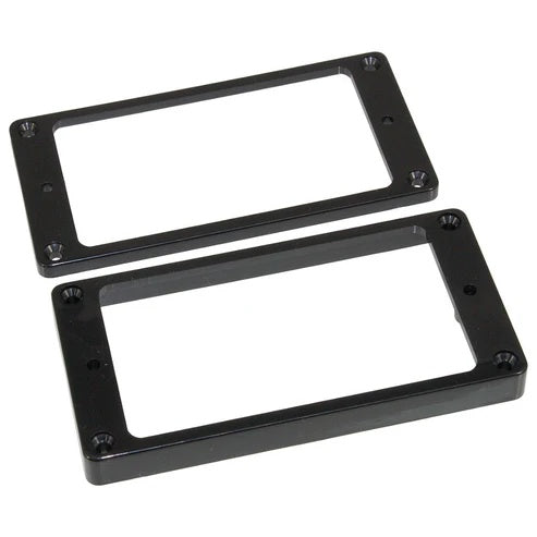 Allparts USA flat black humbucker pickup ring set for electric guitars, non-slanted design, durable plastic construction.