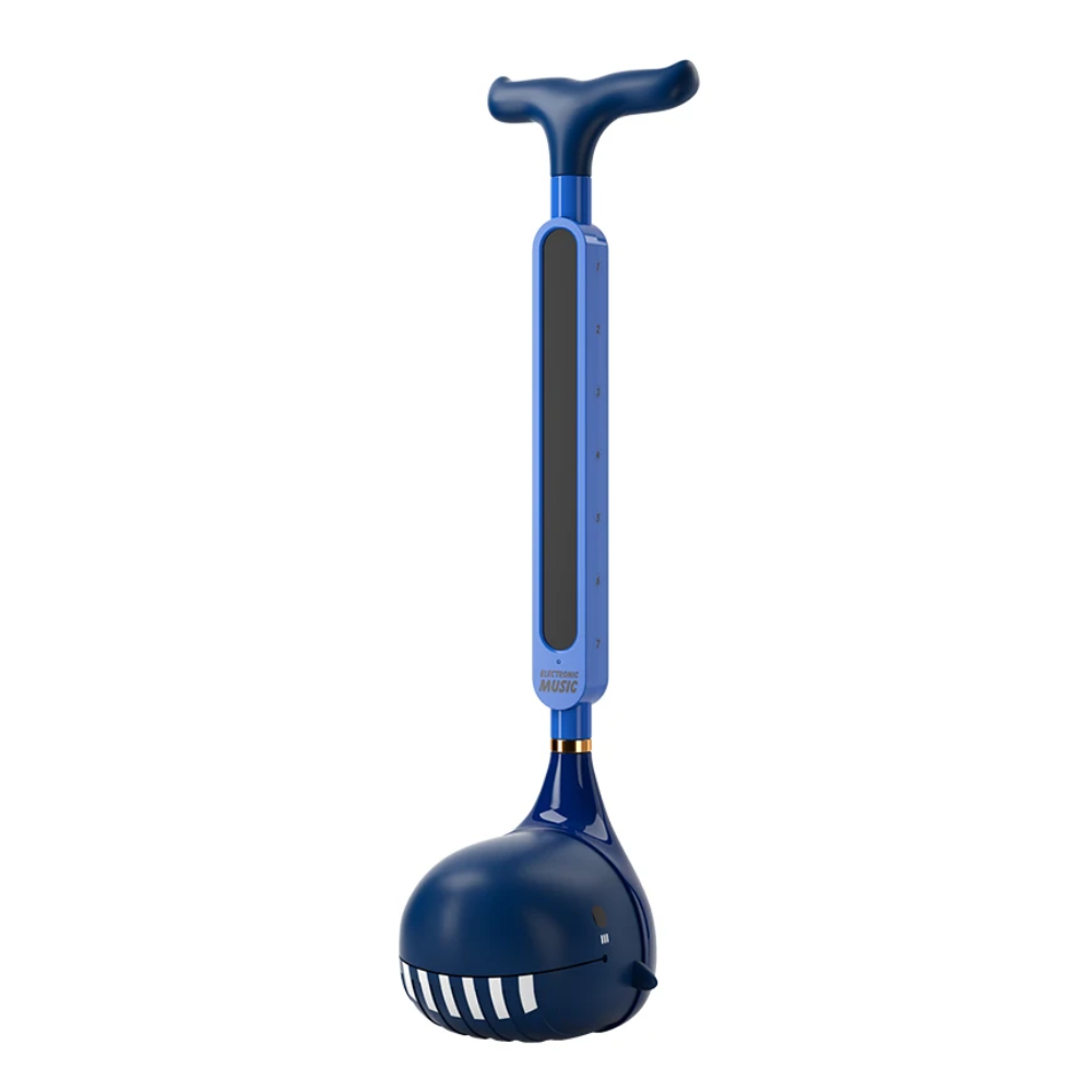 A-Pro Otamatone portable electronic synthesizer in blue whale design, a fun novelty gift item with a playful appearance.