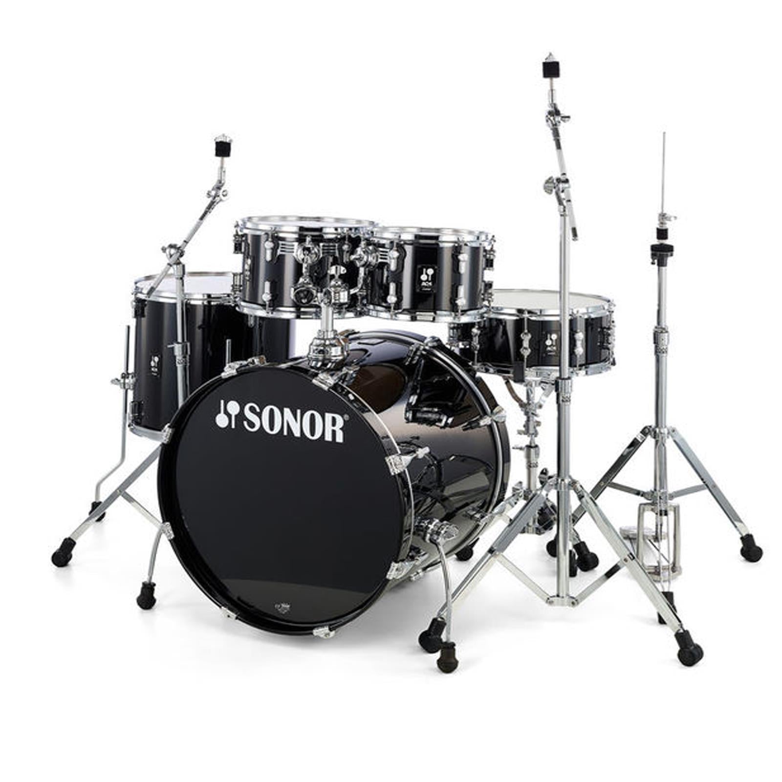 Sonor AQ1 Stage Series 5-Piece Drum Set in Piano Black with Hardware