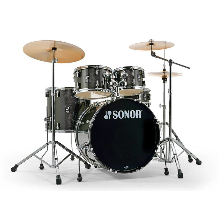 Sonor AQX Stage 5-Piece Drum Kit with 1000 Series Hardware & B8 Cymbal Pack in Black Midnight Sparkle