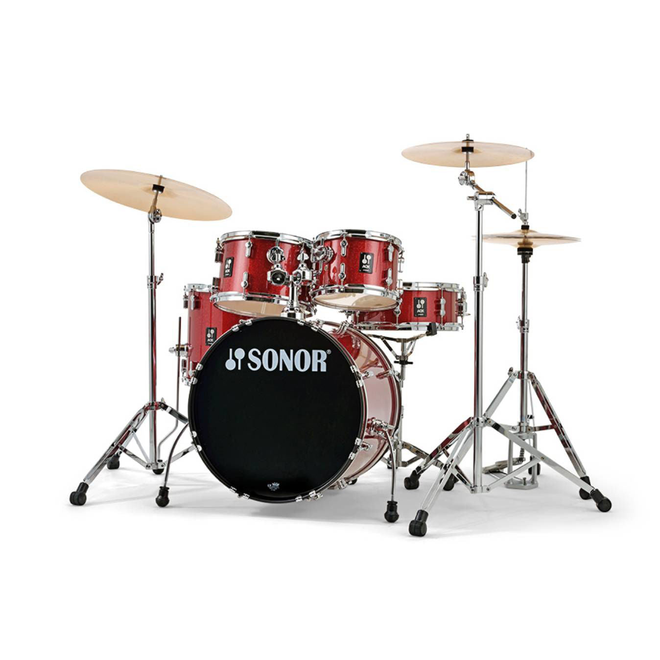 Sonor AQX Studio 5-Piece Drum Kit with 1000 Series Hardware & B8 Cymbal Pack in Red Moon Sparkle