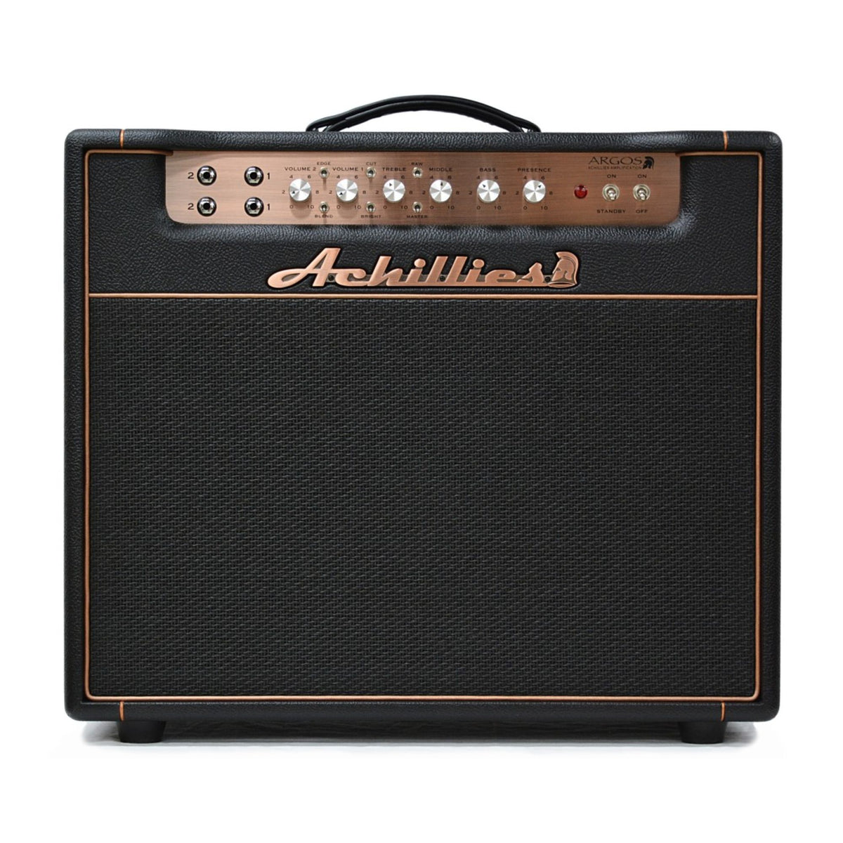 Achillies Argos 1x12 40W tube guitar combo amplifier with Celestion Creamback speaker in black bronco tolex finish.
