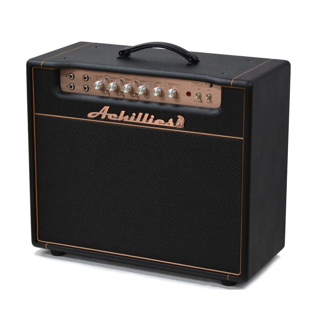 Achillies Argos 1x12 40W tube guitar combo amplifier with black Bronco Tolex and Celestion Creamback speaker visible.