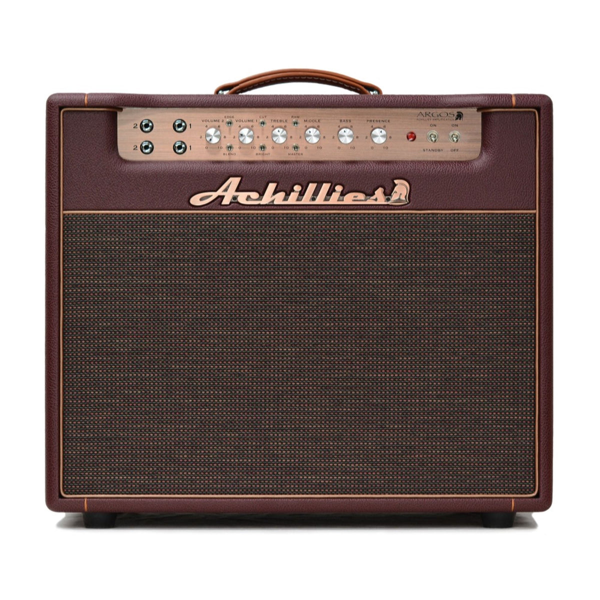 Achillies Argos 1x12 40W tube guitar combo amplifier with Jensen speaker in Cabernet Bronco Tolex finish.