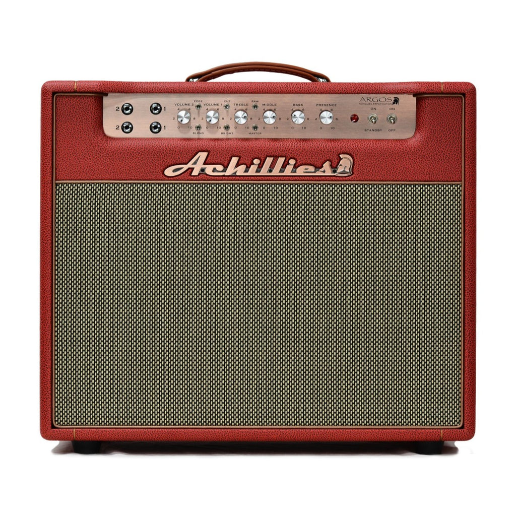 Achillies Argos 1x12 40W tube guitar combo amplifier with Jensen speaker in garnet bronco tolex finish.