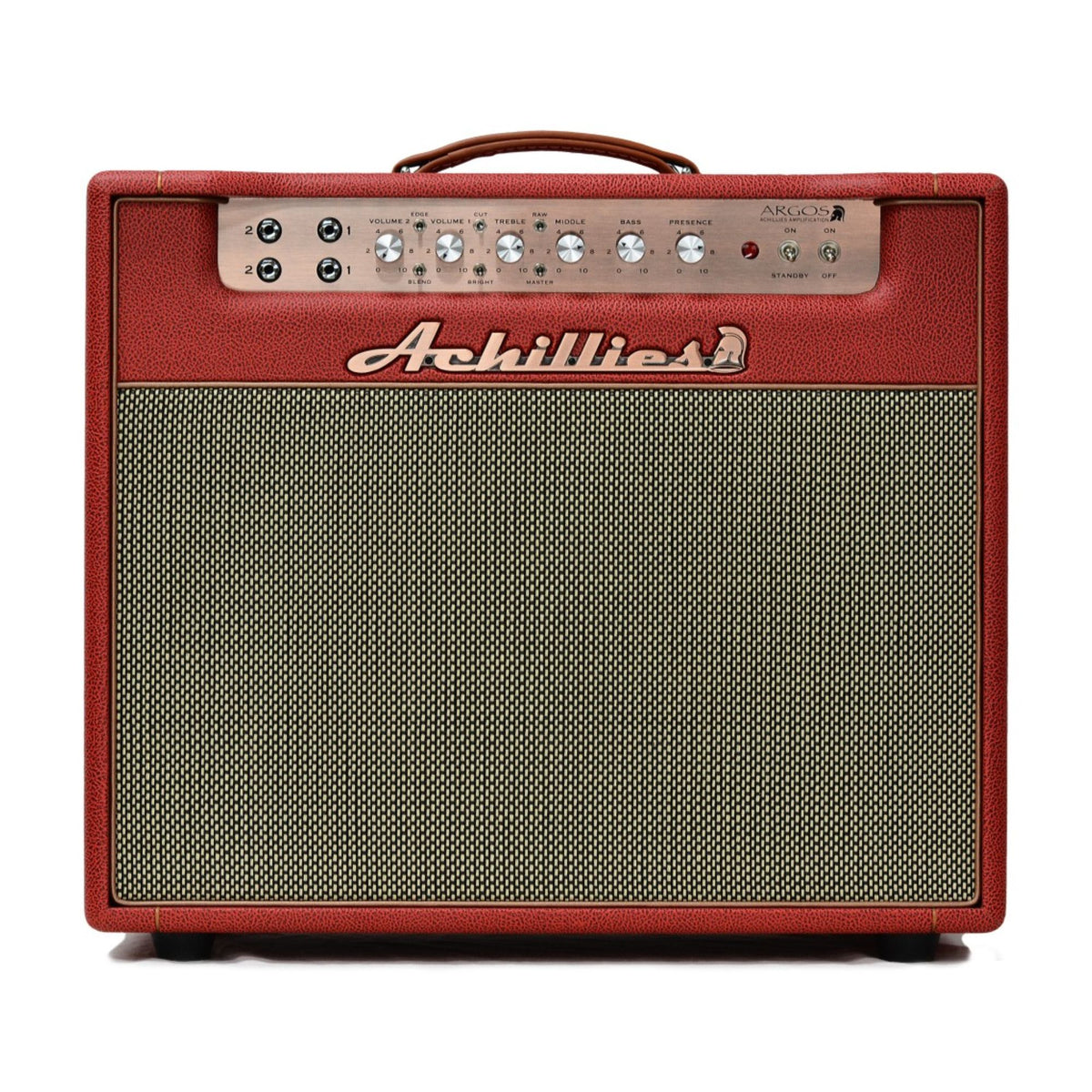 Achillies Argos 1x12 40W tube guitar combo amplifier with Jensen speaker in garnet bronco tolex finish.