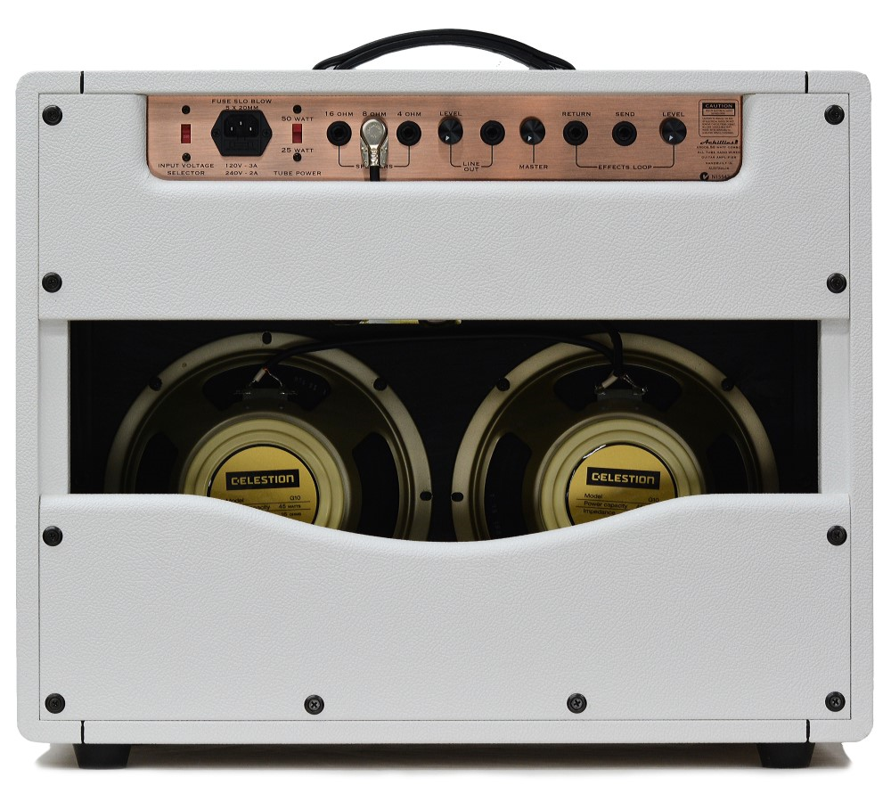 Achillies Argos 2x10 40W Tube Guitar Combo Amplifier with Creambacks - Hot White Bronco Tolex