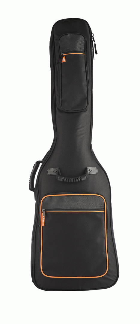 Armour ARM1550B premium electric bass guitar gig bag with 12mm padding, showing the black padded exterior and sturdy zippers.