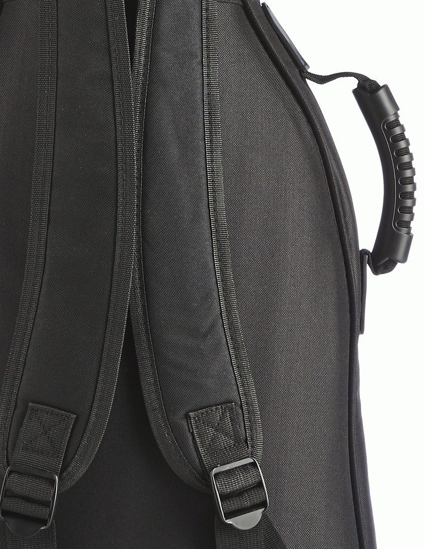 Armour ARM1550B electric bass guitar gig bag with 12mm padding, black, showing padded exterior and sturdy handles for protection.