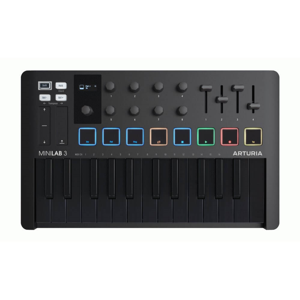 Arturia Minilab Mk3 Compact Midi Keyboard and Pad Controller - Deep Black