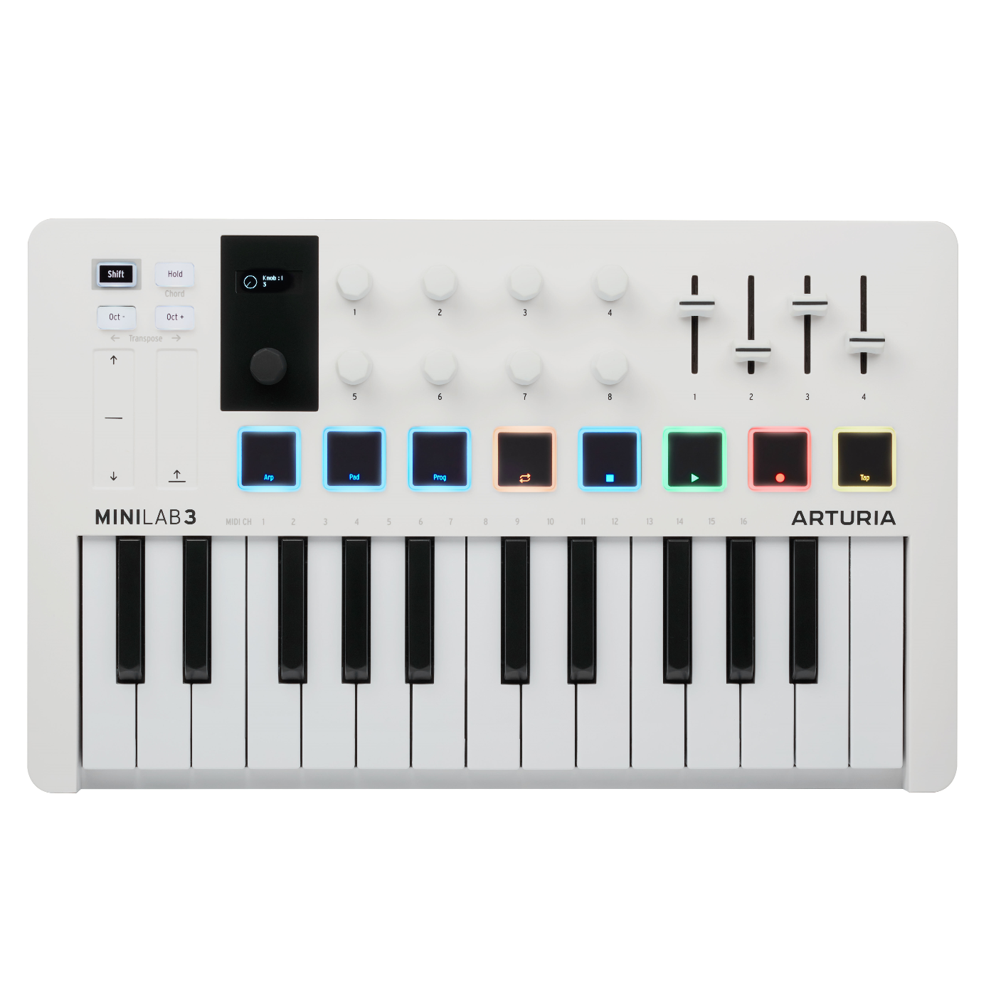 Arturia Minilab Mk3 Compact Midi Keyboard and Pad Controller - White