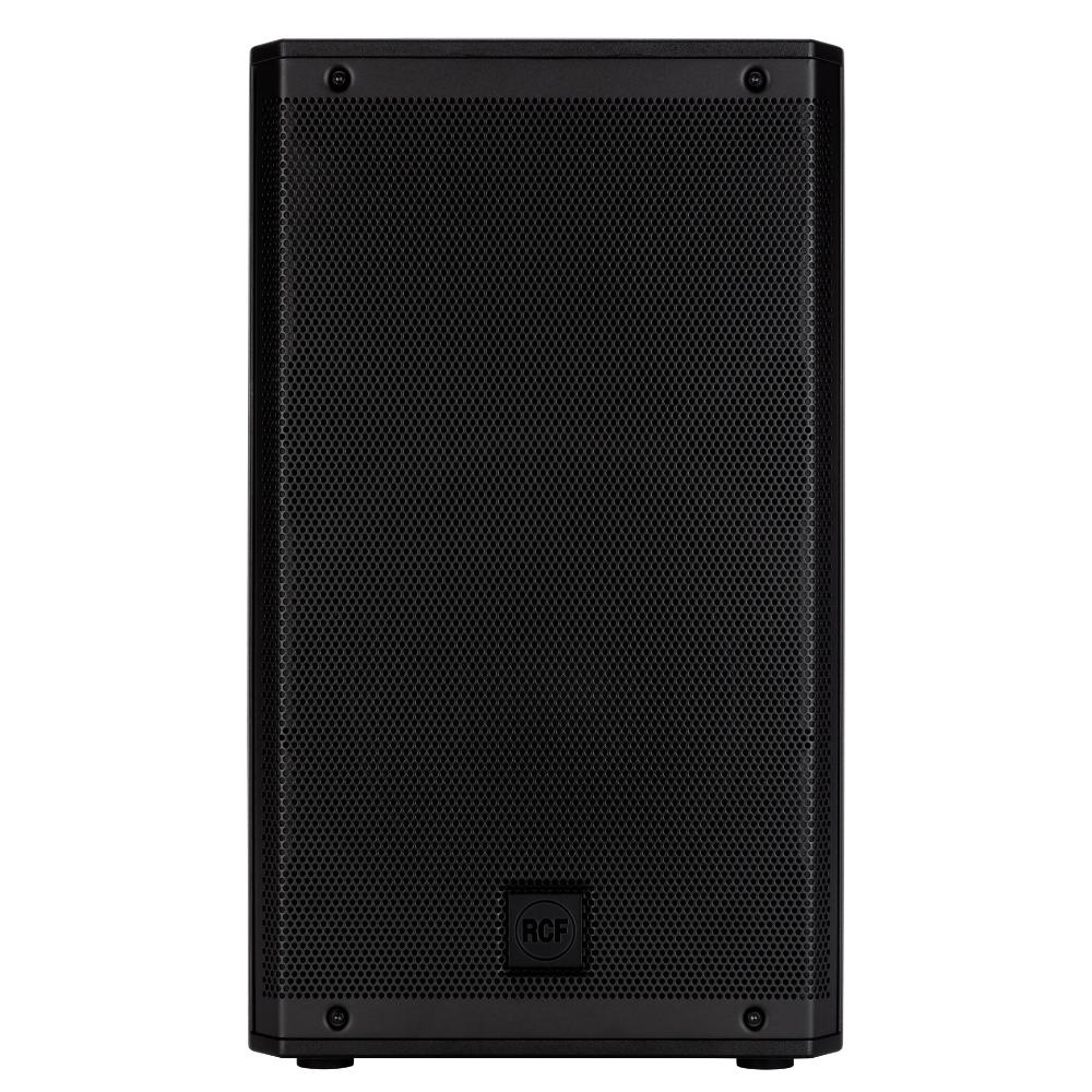 RCF ART 910-AX powered PA speaker with DSP, Bluetooth, 2100W, featuring a sleek black design and control panel