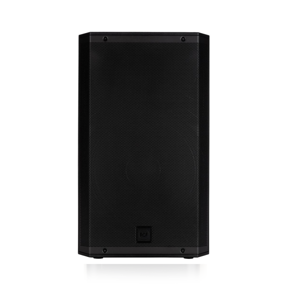 RCF ART 915-A 15-inch powered PA speaker with 2100W amplifier, showing the black speaker cabinet and control panel.