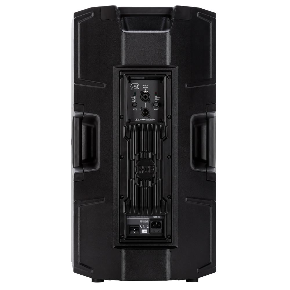 RCF ART 915-A 15-inch powered PA speaker with 2100W output, featuring a sleek black enclosure and integrated handles.