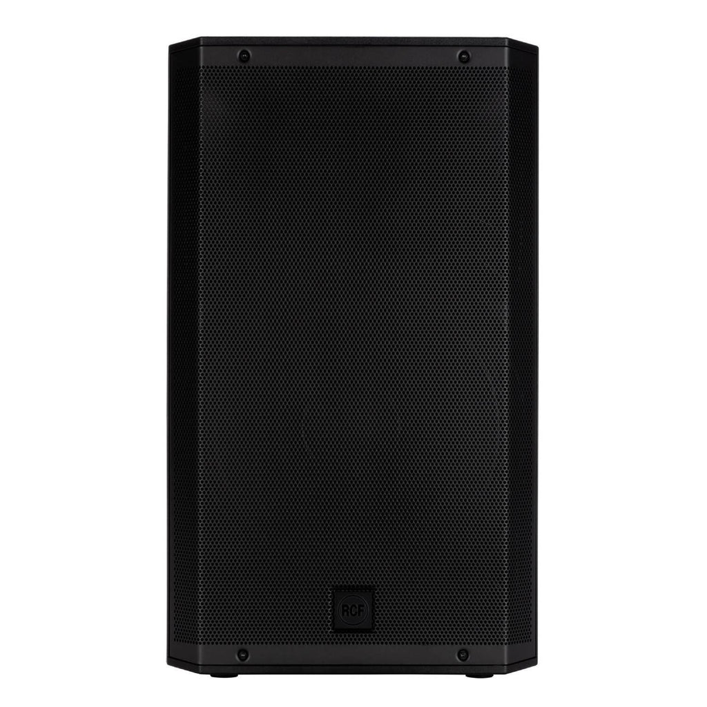 RCF ART 935-A 2100W powered PA speaker with a large speaker cone and control panel, designed for professional sound reinforcement.