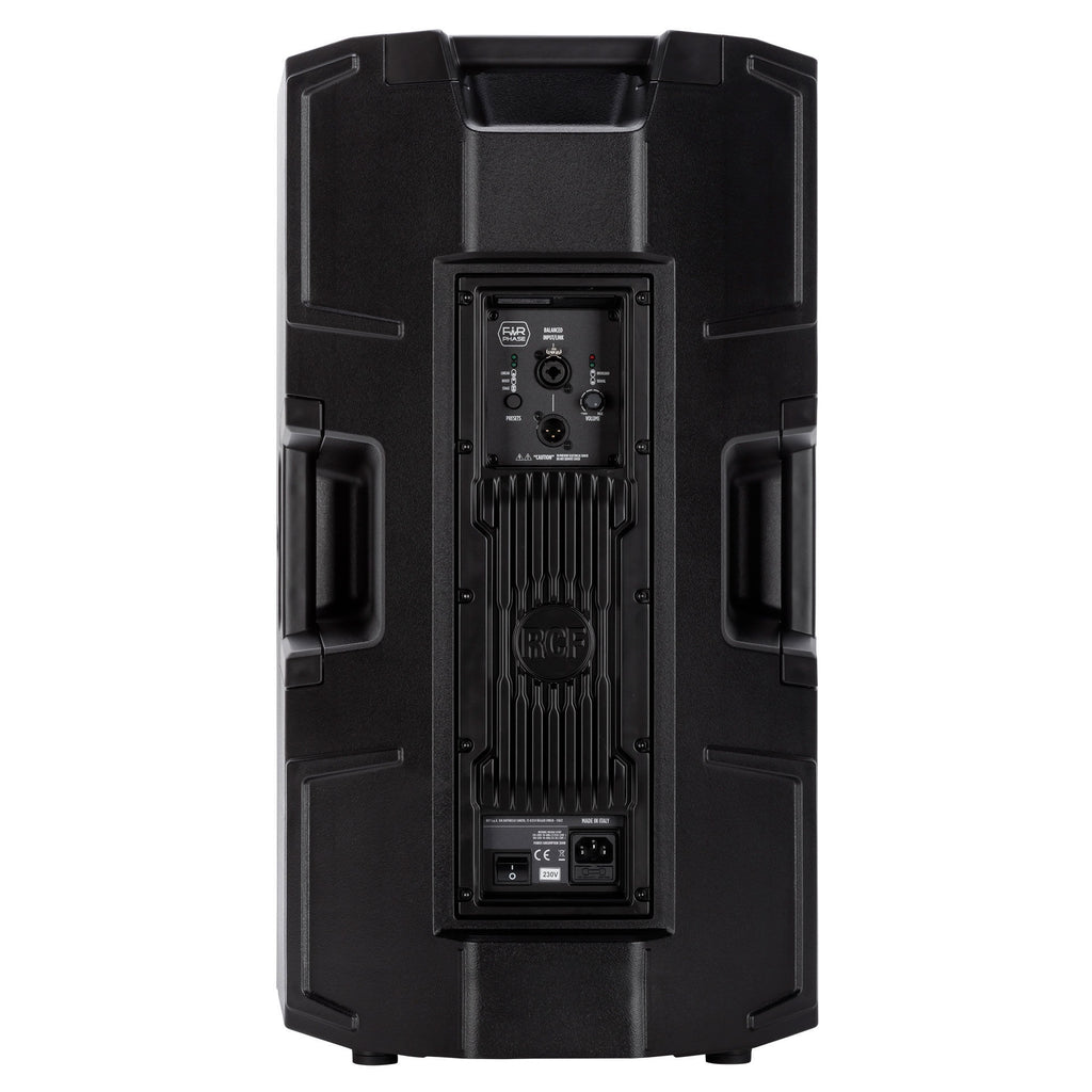 RCF ART 935-A 2100W powered PA speaker with a black enclosure and control panel, designed for professional sound reinforcement.