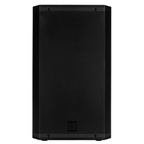 RCF ART945A powered PA speaker with 15-inch woofer and 4-inch horn, showcasing its sleek black design and control panel.