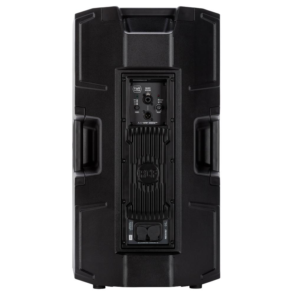 RCF ART945A 15-inch + 4-inch powered PA speaker with 2100 watt output, showing front grille and control panel.