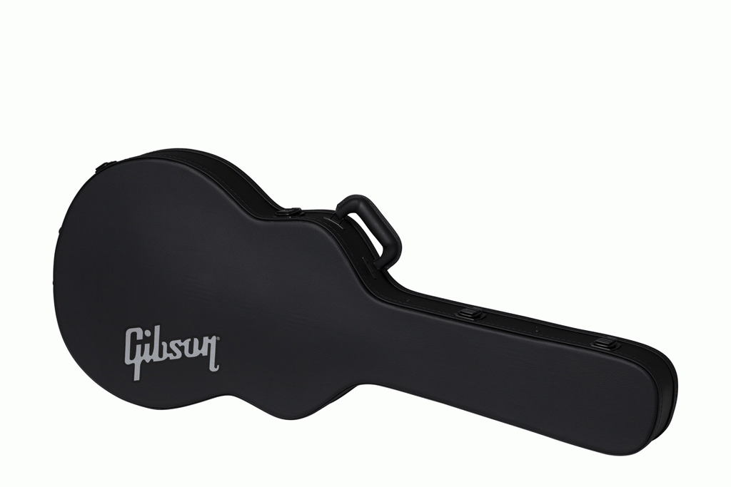 Gibson ES-335 modern electric guitar hardshell case with black exterior and plush interior for secure storage and transport.