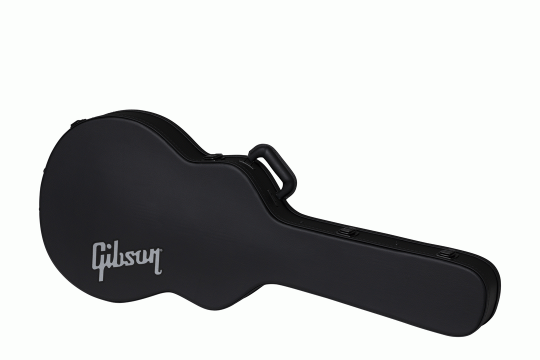Gibson ES-335 modern electric guitar hardshell case with black exterior and plush interior for secure storage and transport.