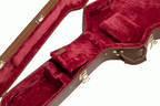 Gibson ES-335 electric guitar in a Gibson hardshell case, showcasing the protective interior and classic guitar design.