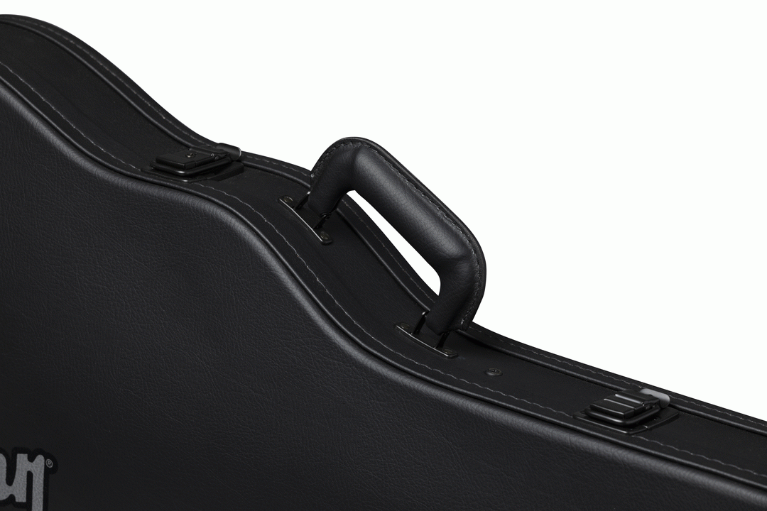 Gibson ES-339 modern electric guitar in a Gibson hardshell case, showing the case's exterior with padded handle and secure latches.