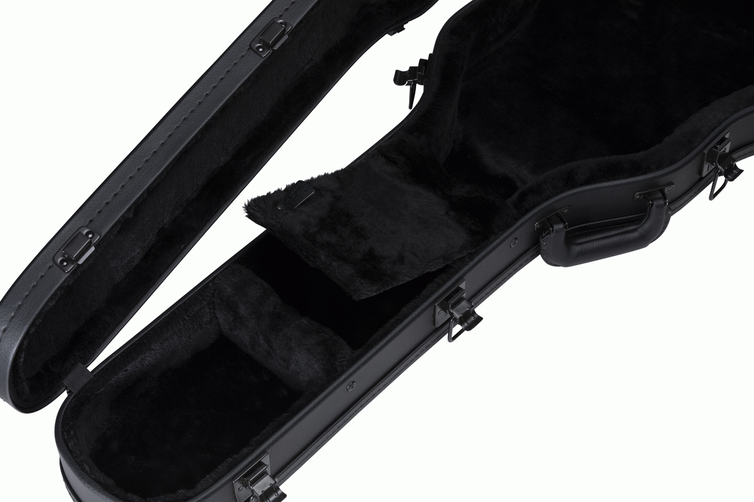 Gibson ES-339 modern electric guitar in a hardshell case, showing the case's black exterior and Gibson branding.