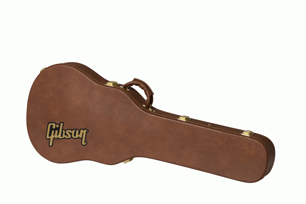 Gibson ES-339 electric guitar in a Gibson hardshell case, showing the black exterior and padded interior for protection.