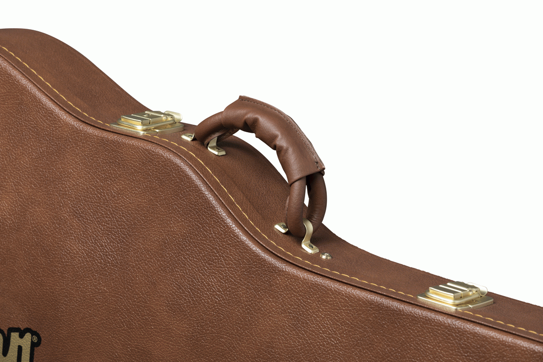 Gibson ES-339 electric guitar hardshell case showing padded interior and sturdy exterior for guitar protection.